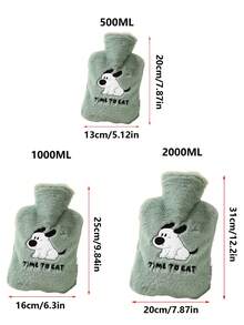 1pc绿色卡通热水袋充水加厚防爆暖水袋注水热敷学生暖胃暖床暖脚暖手宝 - 彩色 - 查看 2