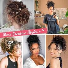 Synthetic Messy Bun Hair Piece 60g Elastic Drawstring Loose Wave Curly Hair Buns Hair Piece Extensions For Women Dark Brown - Dark Brown - View 8