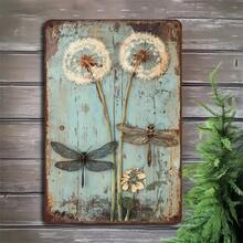 VINTAGEAURA Vintage Iron Sheet Painting - 3D Dragonfly & Dandelion Wall Art, Decorative Sign For Kitchen, Balcony, Studio - Nhiều màu - Xem 7