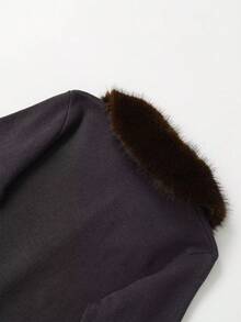 秋冬款细羊绒混纺针织有领开衫 - 深灰色 - 查看 8