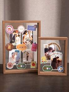 1个木质双面相框 - 可放置于桌面或悬挂于墙面，配有亚克力面板，适合放置照片和植物标本 - 天然木材和胡桃木贴面，简约装饰 - 节日礼物、毕业纪念品、书架装饰、秋季家居点缀、送给她的生日礼物 - 彩色 - 查看 7