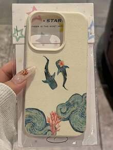 Ocean 1pc White Double Whale Bible Pattern Full Coverage TPU Shockproof Phone Case Compatible With Apple 16, 15, 14, 13, 12, 11 Pro Max And Series - 款式6(1pc) - 查看 6