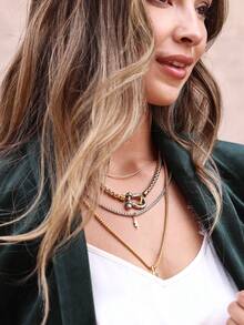 1 chiếc vòng cổ mặt dây chuyền hình tia chớp bằng thép không gỉ 18K chống nước thời trang cổ điển cá nhân hóa phong cách Punk đường phố nhiều lớp nhiều màu, phù hợp cho cả nam và nữ, dùng hàng ngày, tiệc tùng, lễ hội âm nhạc, sinh nhật, ngày lễ, năm mới, ngày lễ tình nhân, ngày của mẹ - Nhiều màu - Xem 4