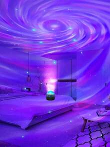 1PC Ocean Waves, Bedroom Water Light, Night Light Projector, Adult Water Light Games Room, School,Back To School,Back To School,Genie Lamp,Home Cinema,Blue Light,Lights,Lights For Bedroom,Night Light, Ceiling, Room Decoration, Valentine's Day Halloween ,Christmas Decoration With 7 Color Pattern And Remote Control, Dimmable Desk Lamp