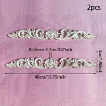 2 件未上漆木质雕花镂空装饰贴花，18.89x2.16 英寸，木工用品，带有复杂的欧洲浮雕图案，适用于橱柜、门、家具、特色墙、入口通道、楼梯、圣诞装饰、DIY 装饰 - 彩色 - 查看 15