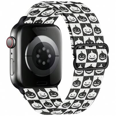 Halloween Stretchy Nylon Band Compatible With Apple Watch Band 38mm 40mm 41mm 42mm 44mm 45mm 46mm 49mm Women Men, Adjustable Sport Elastic Replacement Strap For I Watch Series 10 9 8 7 6 5 4 3 2 1 SE Ultra