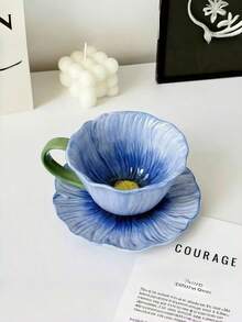 French Ceramic Cup, Baking Tray, High-Quality Water Cup, Tulip Tray Design, Coffee Cup & Saucer Set, Tea Cup & Saucer - Multicolor - View 6