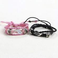Couple's PU Leather Bracelet, Dragon Pattern Yin Yang Tai Chi Matching Jewelry