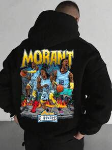 Spring And Autumn Men's Basketball Style Casual Hooded Sweatshirt - Fashionable And Stylish Youth Style Hooded Sweatshirt, Suitable For Teenagers, Adults, And Sports Enthusiasts,Fall Hoodies,Men's Fall Clothes,Street Wear,Halloween,Mens Hoodies,Y2k Clothes,Jesus Hoodie,Thanksgiving Day,Nightmare Before Christmas,Christmas - 黑色 - 查看 1