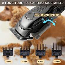 12 en 1 Cortapelos Eléctrico para Perros y Gatos, Con Herramientas de Aseo, Rasuradora Recargable para Perro, Fácil de Recortar, Maquina para Cortar Para Todo Tipo de Pelo de Mascotas - Gris-negro - Ver 4