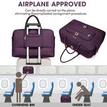 Large Women Travel Duffle Bag - Carry On Overnight Bag Weekend Travel Duffel Tote Bag Yoga Gym Bag With Wet Pocket Toiletry Weekender Overnight Bag For Travel Business Trips Sport , Personal Item Travel Bag With Shoes Compartment, Weekender Bag With Wet Pocket & USB Charging Port - 深紫 - 查看 5