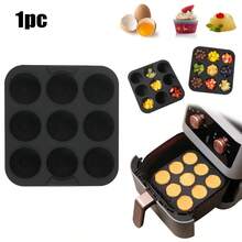 2pcs Silicone Air Fryer Liners, Muffin Pan - Reusable Non-Stick Baking Mats With Cupcake/Square Molds, Fit For Instant Pot/Air Fryer Oven, Easy Release & Clean, Compatible With Mini Frittatas, Tarts, Quiches (Black) - Multicolor - View 15