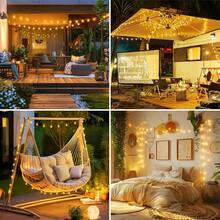 室内户外灯串，暖白太阳能灯串婚礼派对装饰灯，星雪水晶球灯串闪烁仙女灯串适用于卧室婚礼圣诞树装饰（太阳能或电池供电） - 彩色 - 查看 3