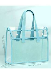 1 Pcs PVC Household Waterproof Storage Bag, Double-Layer File Organizer Bag,Large Capacity Handheld Book Bag, Suitable For Office, School, Travel Folders