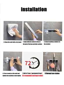 قطعة واحدة 4 مقطع و 5 خطاف الألومنيوم رف ممسحة معلق للحائط حمام مثبت رفوف , الى ممسحة , مكنسة تخزين و شرفة استخدام - رمادي - مشاهدة 8