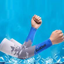 1 par de mangas protectoras contra el sol , con bloqueo UV, transpirables y elásticas de seda, adecuadas para deportes al aire libre, conducir, viajar en primavera y verano, cubren los brazos, guantes blancos, calentadores de brazos, atuendos de otoño, disfraces de Halloween, manga negra - RJ - Ver 10