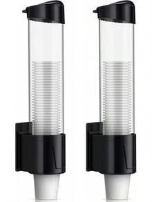 Baderke 2 Pieces Cup Dispenser Pull Type Automatic Remover Fit 5 Oz To 7 Oz Plastic Water Machine Cup Holder Wall Mount Bathroom Home Office Hospital (Classic) - Stylish - 查看 9