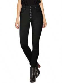 Hybrid & Company Women's Classic Denim Mid Rise Skinny Jeans Super Stretch Pantshalloween