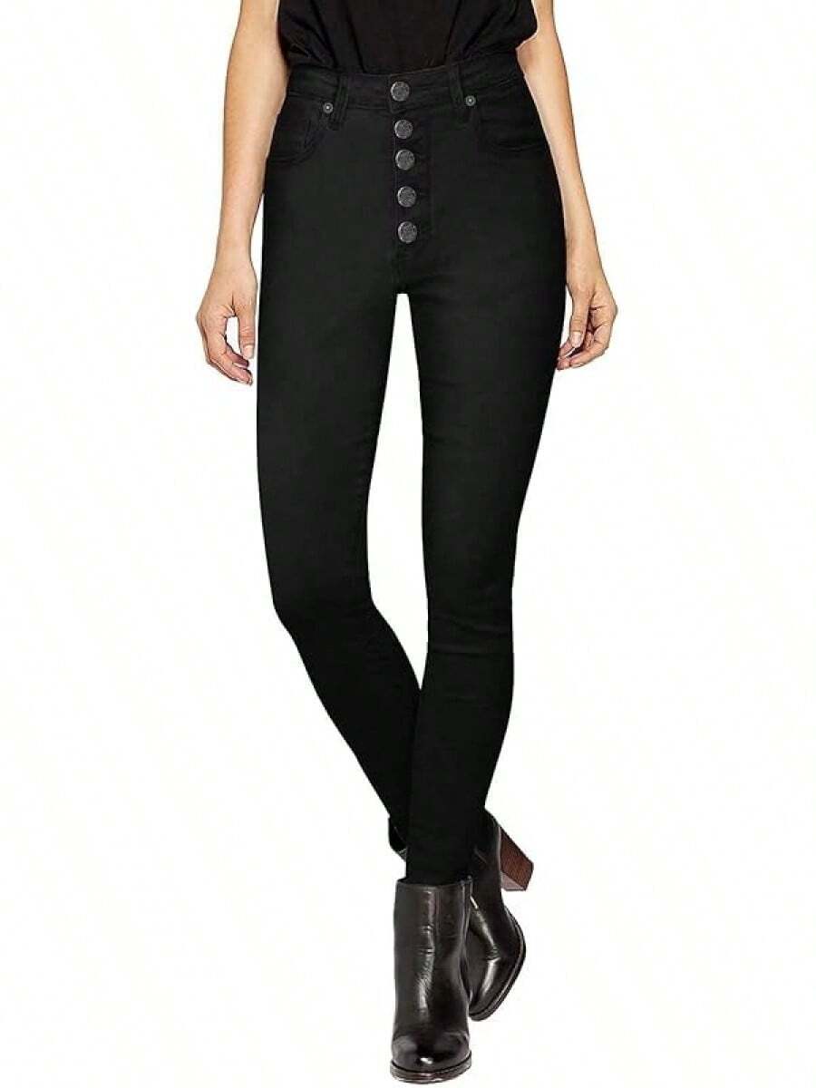 Hybrid & Company Women's Classic Denim Mid Rise Skinny Jeans Super Stretch Pantshalloween