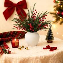 Artificial Holly Berries, Mini Fake Berries Decor On Wire For Christmas Tree Decorations Flower Wreath DIY Craft Use