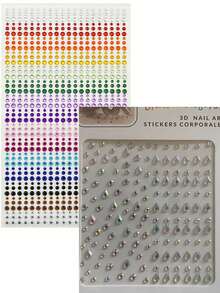 900 viên đá giả nhiều màu DIY, miếng dán mắt cầu vồng cho nghệ thuật, biểu diễn sân khấu lễ hội âm nhạc, phụ kiện trang điểm trang sức mặt với nhiều kiểu dáng - Nhiều màu - Xem 12