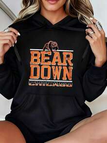 Mens Graphic Letter Print Oversized Hoodies, Long Sleeve Pocket Pullover, Sweatshirts Fall Fashion 2025 Pullover Winter Clothes, Suitable For Parties, Outdoor Activities, And Leisure, Bear Down Chicago With Bear Logo Above Text ,Gift For Women, Size S-3XL,Fall Hoodies,Men's Fall Clothes,Street Wear,Halloween,Mens Hoodies,Y2k Clothes,Jesus Hoodie,Thanksgiving Day,Nightmare Before Christmas,Christmas - Black - View 1
