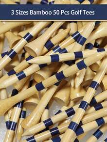 Paquete de 50 Piezas de Tees de Golf de 3 Tamaños de Madera de Bambú, Soporte talla grande Duradero y Estable para Bolas de Golf, Accesorios de Golf al por Mayor Personalizados, Envío Directo