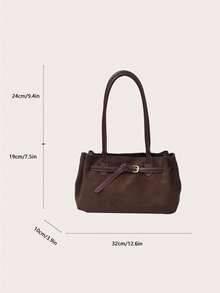 1 Túi Tote Đeo Vai Nữ Màu Trơn, Dung Tích Lớn, Thời Trang Thu Đông, Chất Liệu Vải Da Lộn Mới, Thích Hợp Cho Văn Phòng, Đi Làm, Mua Sắm, Du Lịch, Quà Tặng - Cà phê nâu - Xem 2