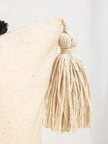 1pc Black & White Striped Pillow Cover, Canvas Plush Embroidered Tasseled Bohemian Nordic Bedroom Living Room Sofa Decorative Cushion Cover, Suitable For Holiday, Party, Outdoor Garden, Home Decor, 30*50cm, 45*45cm