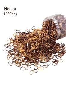 100/500/1000个/包 女士多色发圈，混合咖啡色迷你弹力发带，一次性小号橡皮筋，简约纯色发饰，日常使用，马尾辫，婚礼发型，马尾辫发圈，发绳，发圈 - 混卡色 - 查看 15