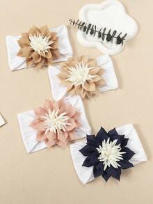 1pc Autumn/Winter New 3D White Flower Bud Baby Headband, Soft Comfortable Jacquard Nylon Infant Headwear, Creative Baby Hair Accessory