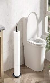 Chinpakden Toilet Paper Holder Stand - Free-Standing Tissue Paper Storage With Reserve Function, Stainless Steel Toilet Paper Roll Holder For Bathroom, Black - ColorA - 查看 9