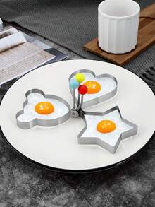 3pcs Stainless Steel Egg Rings, Fried Egg Mold, Egg Cooking Mold, Star & Heart Shaped