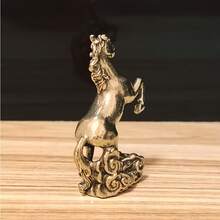 复古黄铜马雕像 - 招财生肖马摆件，桌面摆件及茶宠，无需电源，万圣节及秋季家居装饰收藏品，圣诞装饰品，圣诞礼物，圣诞装饰 - 馬踏著吉祥雲 - 查看 6