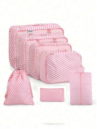 7件套旅行收纳袋防水便携式收纳袋带鞋子洗漱用品和洗衣袋旅行配件