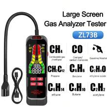 Rilevatore di perdite di gas ZL73B con cicalino di allarme, display LCD, rilevatore di gas combustibili, rilevatore di temperatura e umidità, analizzatore di gas, strumento elettrico di test, rilevatore di perdite di gas con cicalino di allarme, display LCD, display digitale, rilevatore di gas combustibili, rilevatore di temperatura e umidità, analizzatore di gas - nero - Visualizzare 2