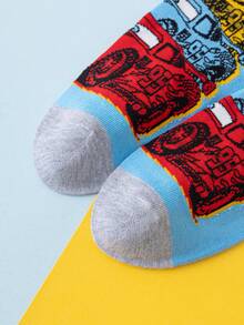 Disney 5/10 Pairs Socks, Cartoon Christmas & Racing Car Design Socks, Novelty Socks For Men, Suitable For Christmas, New Year Gifts, Casual Home Socks