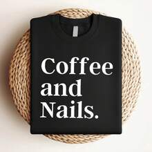 Women T-Shirt Print Funny Nail Technician Shirt - Coffee And Nails Unisex Shirt Nail Tech TShirt Nail Artist Gift Salon Shirts Manicure Shirt Pedicure Tee Fashion Versatile Casual Streetwear Top For Everyday Wear Female Slightly Graphic Breathable Designer Clothes Summer - màu đen - Xem 4