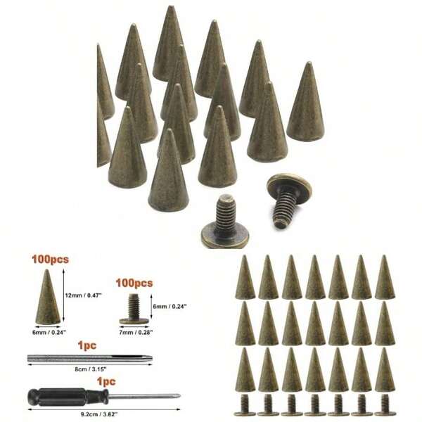 Sets Spikes And Studs 12MM Spikes Clothing Metal Studs Rivets Leather Punk Spikes Rivets Screw Back Studs And Spikes Clothing Shoes Belts Bags Hats 1532 Inch Bronze