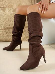 Fall/Winter Women's Fashion Pointed Toe Pleated High Heel Boots,Party