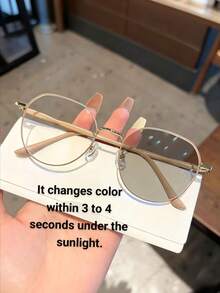 1pc Ladies With Standards, Student Light Circular Solid-Color Flat Light Glasses. Simple And Versatile, The Transparent Lenses Are Suitable For Reading And Computer Viewing