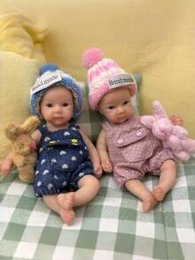 1 Stück lebensechte Mini Silikon Reborn Puppen 6 Zoll weiche Handfläche Mädchen und Junge mit offenen Augen Neugeborene mit bemalten Details, ideales sammelwürdiges Kunstspielzeug als Geschenk zu Feiertagen/Geburtstag/Weihnachten für Mädchen - Wiedergeborene Puppe - Übersicht 1