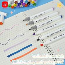 WUQIANNIAN 24 piezas Bolígrafo de marcado de colores con punta triangular de doble cabeza, escritura ultra fina, suave, para grafiti, dibujo a mano, marcado, útiles escolares, temporada de regreso a clases - Multicolor - Ver 3