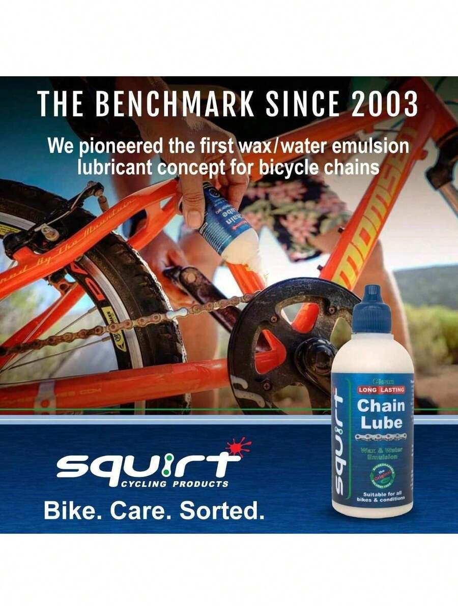 Lubricante de cadena Squirt para bicicletas de 120 ml, lubricante de larga duración para todas las cadenas de bicicletas, lubricante de cadena seca para todo tipo de clima, lubricante de cadena de - 1 paquete, 120 ml - Ver 1