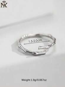 925 Sterling Silver Asymmetrical Textured Open Ring, Minimalist Design, Versatile Accessory