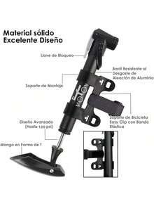 EstiloWOTOW Mini Bomba De Bicicleta Ciclismo, Bomba De Aire PortáTil, Kit De ReparacióN De NeumáTico VáLvula Presta Schrader Para Bicicleta MontañA Carretera BMX Balones DeportivosVersióN Mejorada - Negro 120 PSI - Ver 4