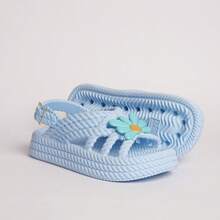Kit Of 2 Pairs Of Girls' Daisy Sandals, Lightweight And Comfortable, Braided School Shoes - 藍色+白色 - 查看 2