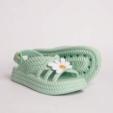 Kit Of 2 Pairs Of Girls' Daisy Sandals, Lightweight And Comfortable, Braided School Shoes - 綠色+淡紫色 - 查看 2