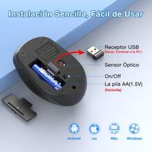 Mouse Inalámbrico Portátil 1Hora Ratón Inalámbrico RAT001 Wireless Mouse Portátil 2.4g 3 Dpi Ratón De Computadora Con Receptor Usb Para Laptop, Pc, Notebook Pilas Aa Incluidas - Multicolor - Ver 4