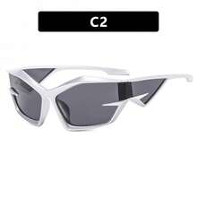 1 Pc Exaggerated Futuristic Technology Y2K Sunglasses New Runway Sunglasses Opposite  Sunglasses - 透明灰灰片 - 查看 8